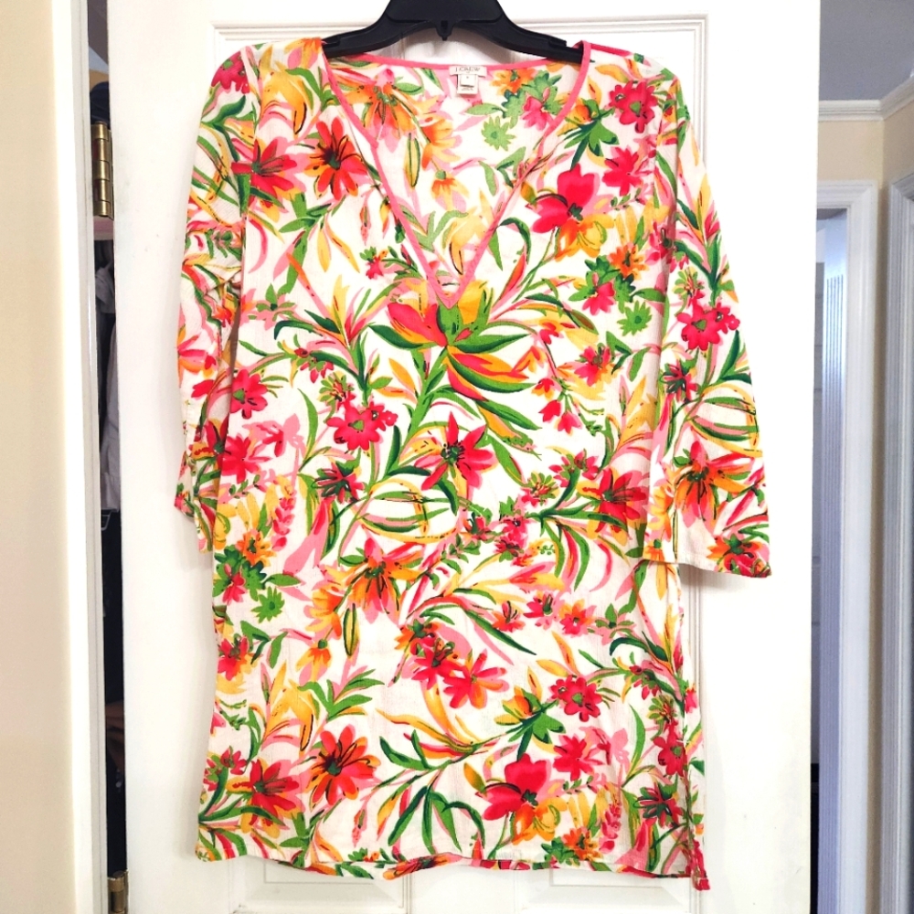 J. Crew Floral Print Tunic Bathing Suit Coverup